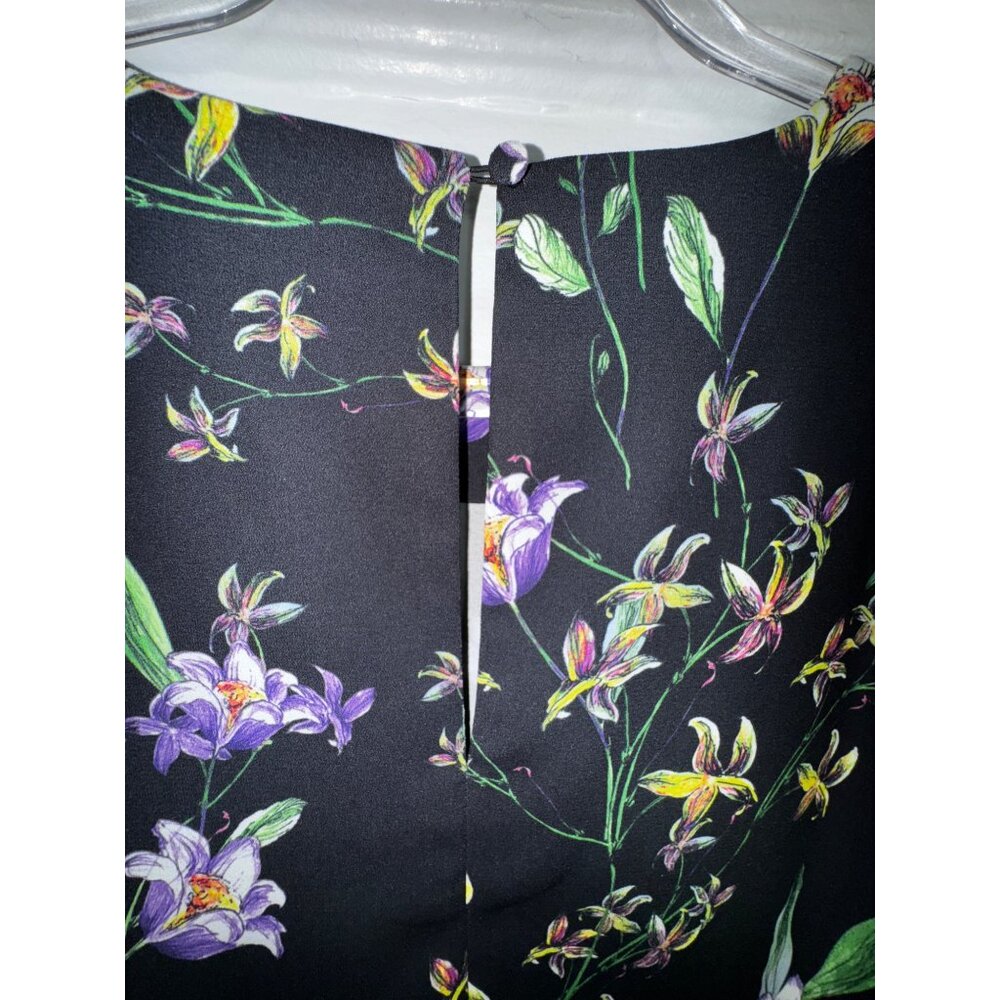 Floral Black Long-Sleeve Dress By H&M Size 14 Boho Hippie Classic Cute Large - Picture 3 of 9